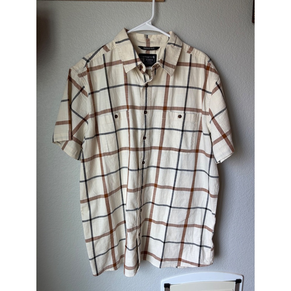 Carhartt Rugged Flex Mens XL Tall Relaxed Fit Short Sleeve Button Down Shirt